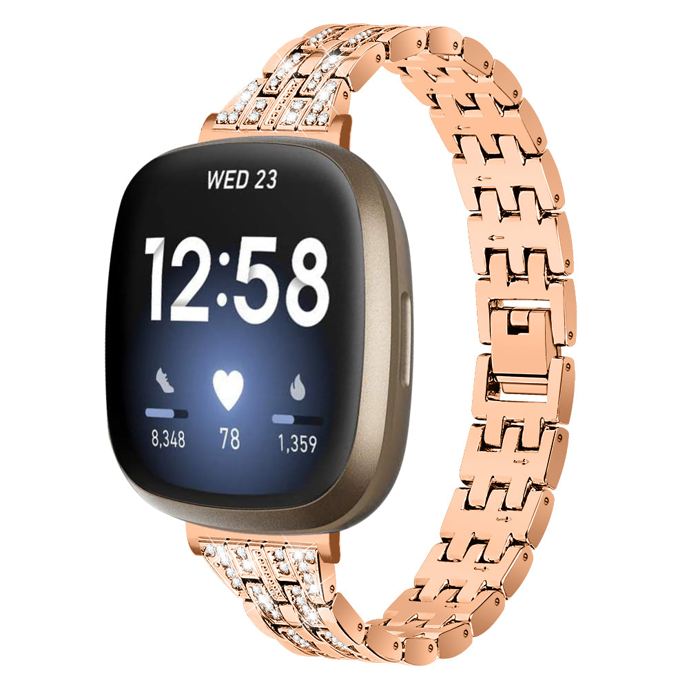 For Fitbit Versa 4 Sense 2 Zinc Alloy 2 Row Rhinestone Decor Watch Strap Replacement Wrist Band For Fitbit Versa 4 Sense 2 Zinc Alloy 2 Row Rhinestone Decor Watch Strap Replacement Wrist Band